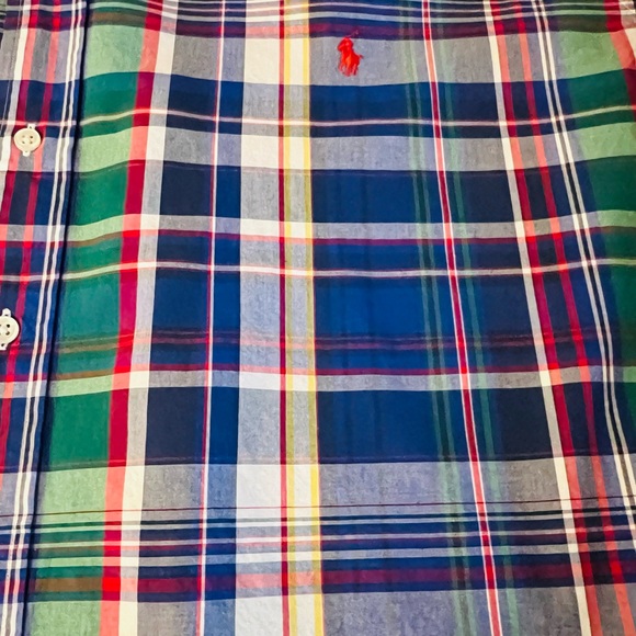 Ralph Lauren Blue Label Men's Blue and Green Plaid Button Down Shirt Size 3XB - Picture 8 of 11